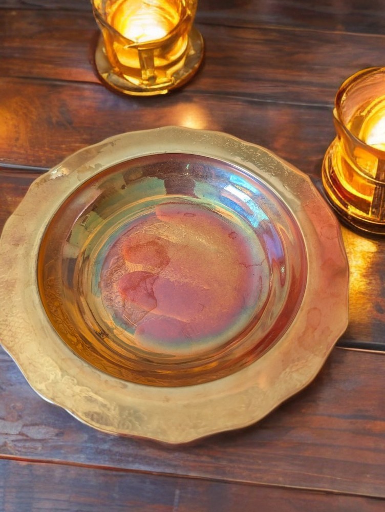 Vintage Federal Normandie Iridescent Depression Glass Cereal Bowl