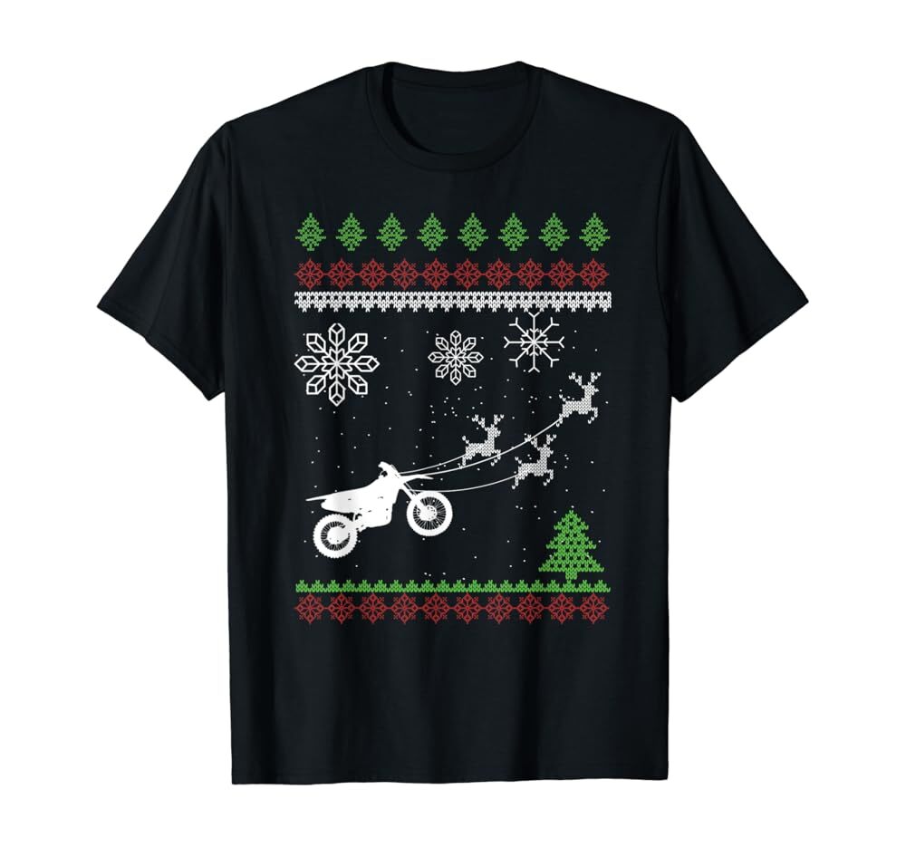 Reindeer Motocross Dirt Bike Motocross Ugly Christmas Gift T-Shirt