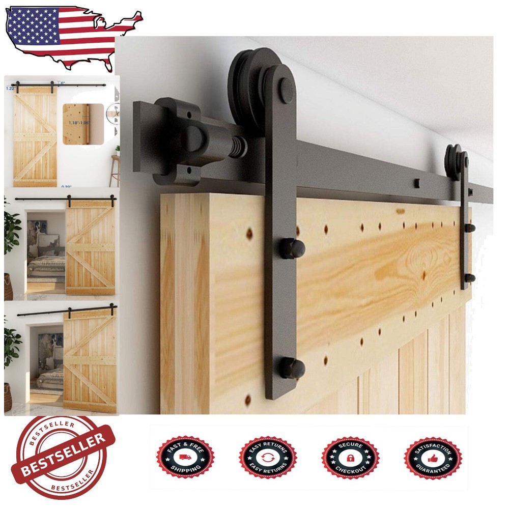 Industrial 5.5FT Sliding Barn Door Rail Kit - Space-Saving & Easy Installation