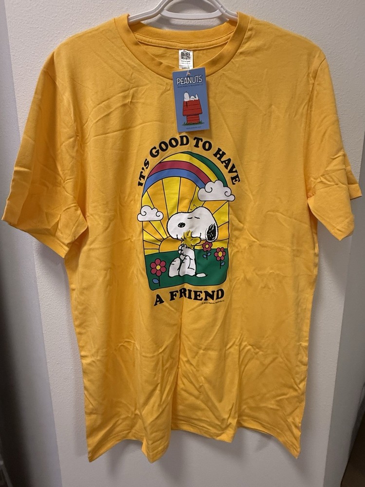 Insane Peanuts Snoopy Good Friend Yellow T-Shirt Size L