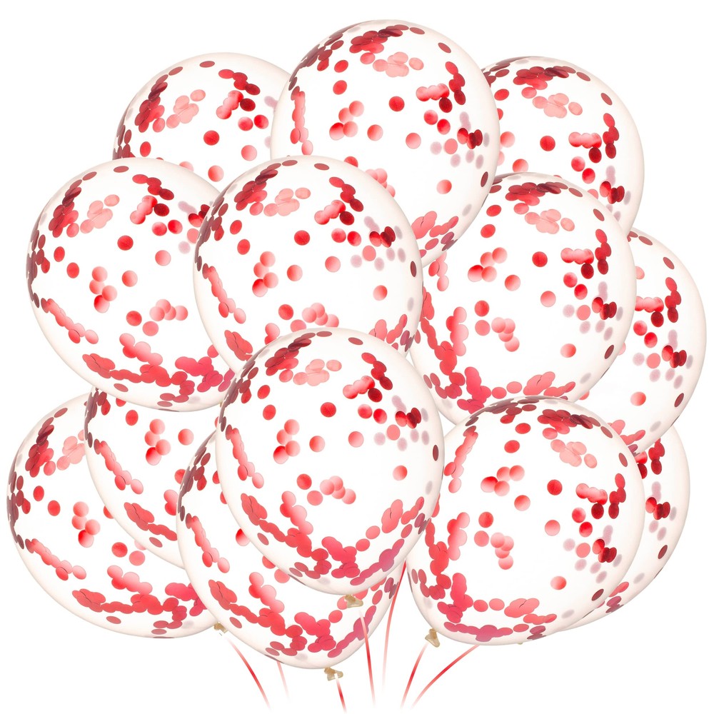Red Confetti Balloons 24ct Valentines Day Balloons Red Balloons Red Graduatio...