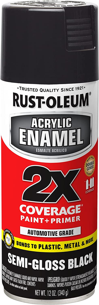 271915 Acrylic Enamel 2X Semi-Gloss Black Spray Paint 12 Oz