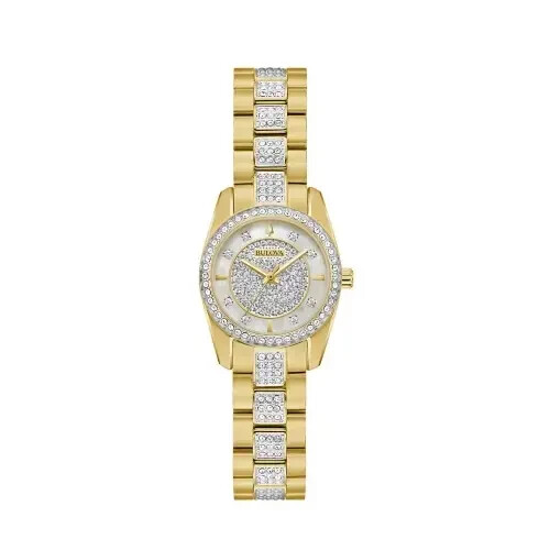 Bulova Classic Diamond Dial Stainless Steel Womens Watch 98L307 $450 MSRP