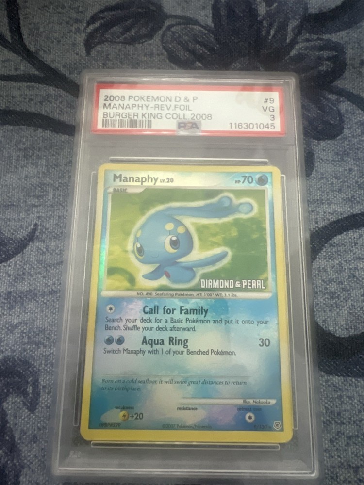 Manaphy Diamond & Pearl 9/130 Burger King Reverse Holo Pokemon Card