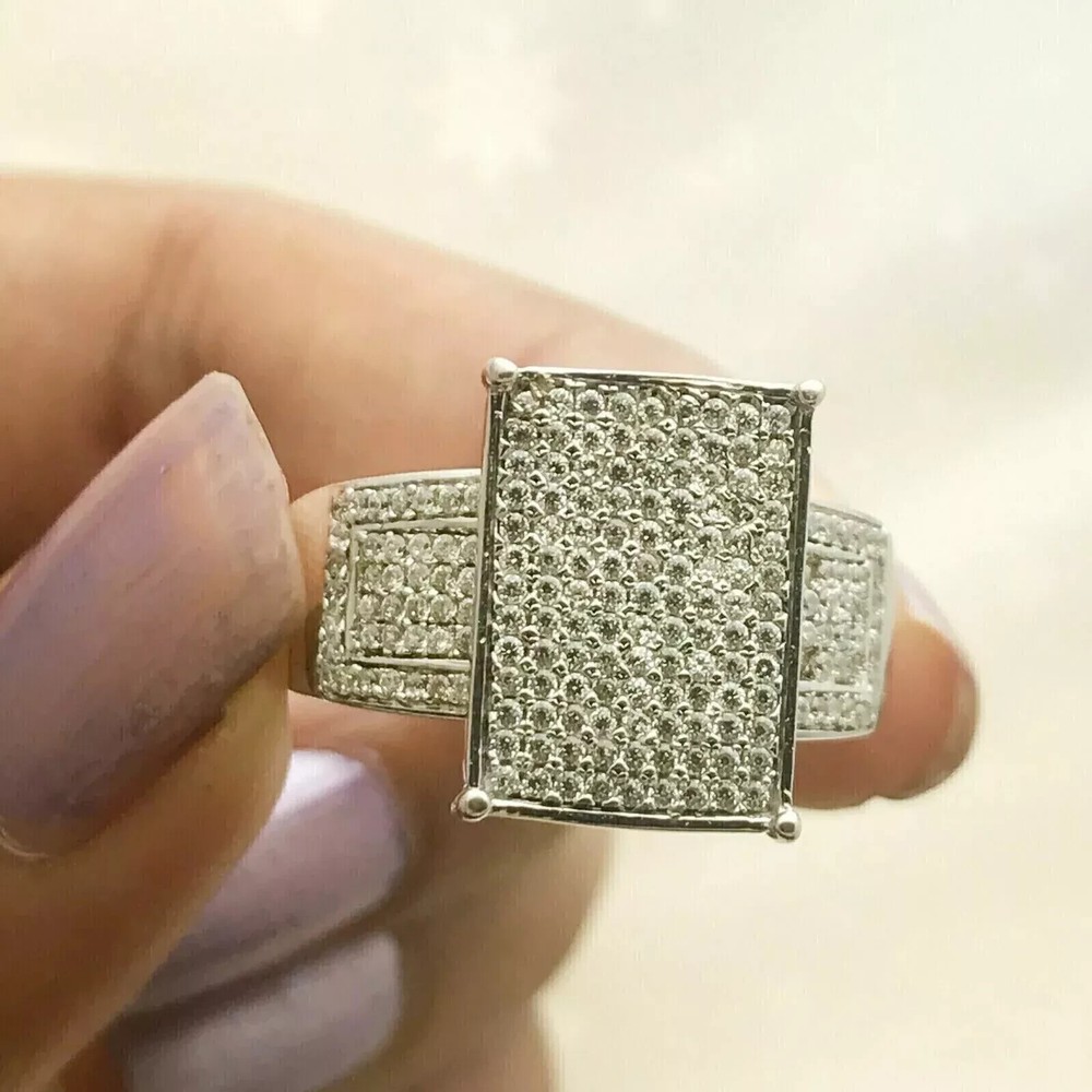 2.00Ct Round Cut Moissanite Cluster Engagement Wedding Ring 925 Sterling Silver