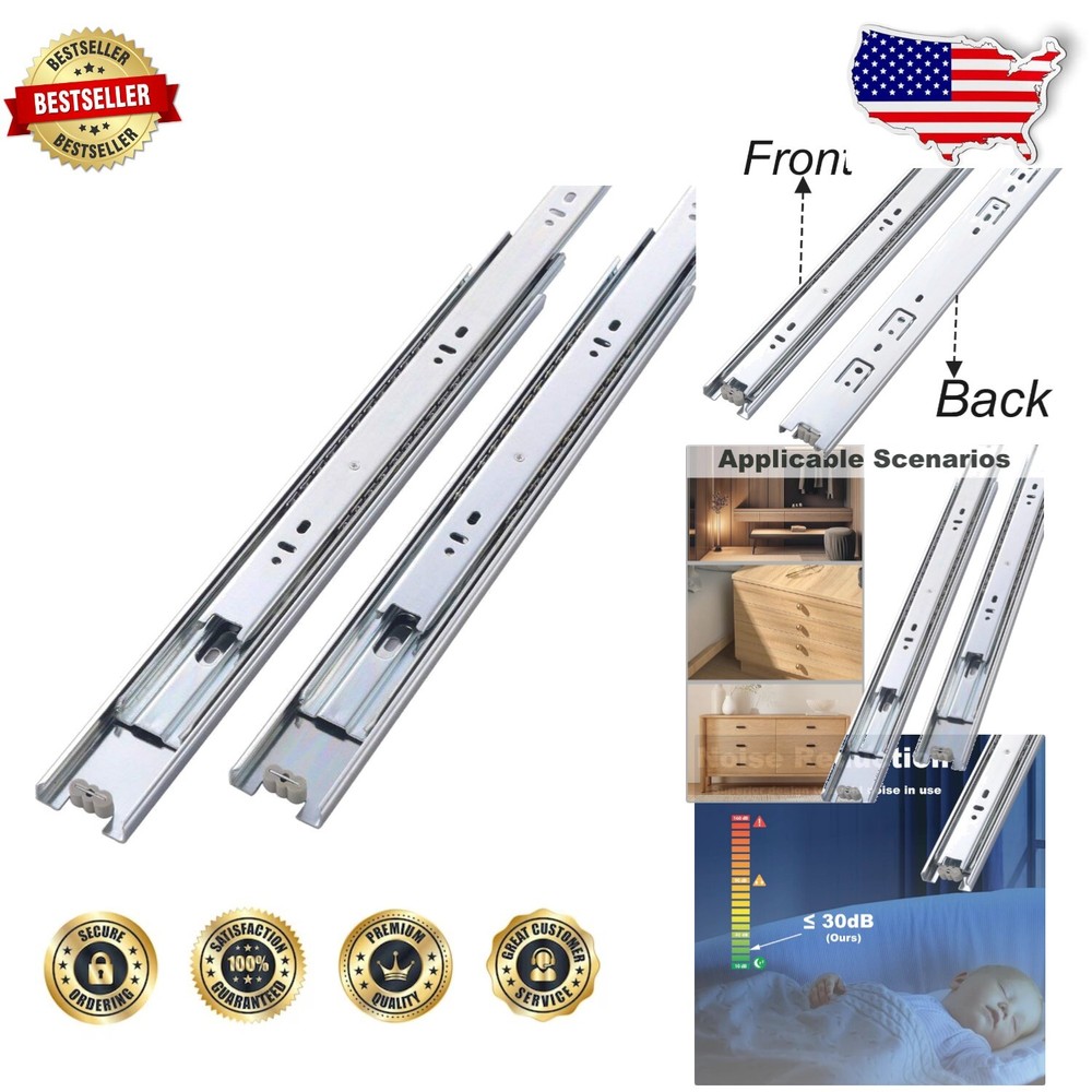High-Quality 5 Pair Side Mount Drawer Slides - Full Extension & Noise Reduction-image