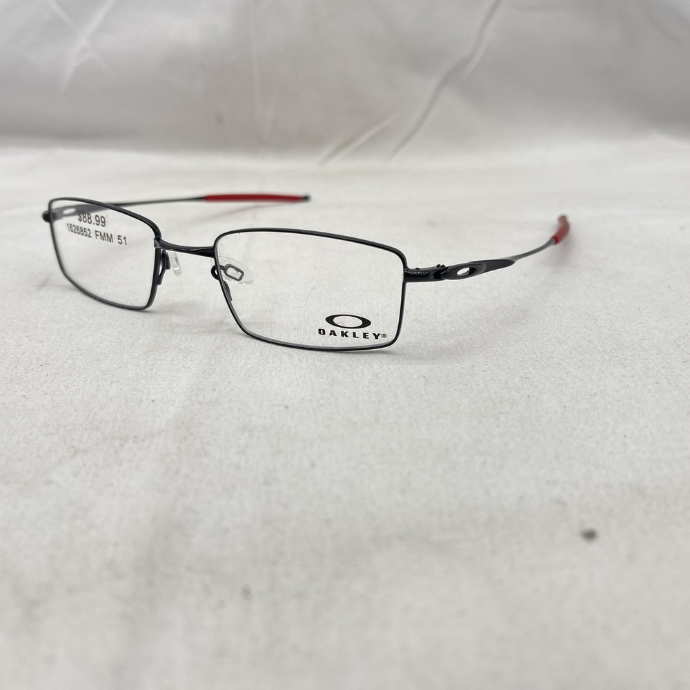 Oakley Mens Top Spinner Thin Metal Rectangular Eyeglasses OX3136 in Polished Black