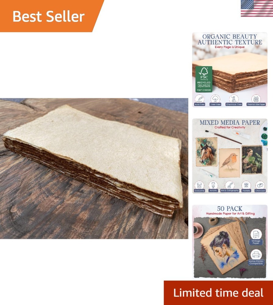 Thick Antique Deckled Edge Blank Paper - Perfect for Sketching & Journaling