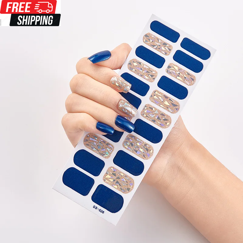 Baking Free Fashionable Blue Diamonds Nail Art Stickers Collection Manicure DIY