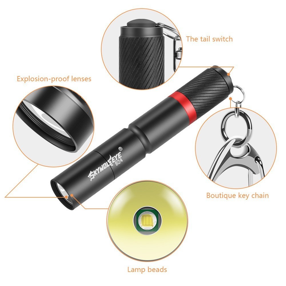 Mini LED Keychain Flashlight with 3 Modes and Super Bright Light