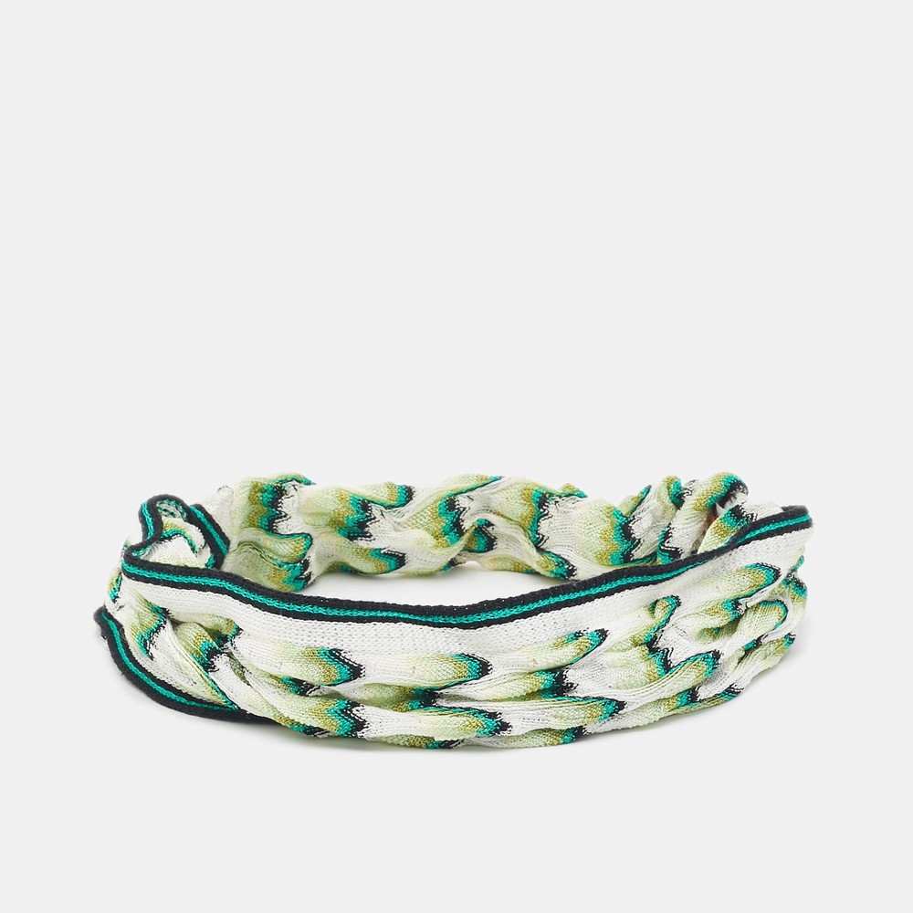 Missoni Green Crochet Headband with Signature Pattern