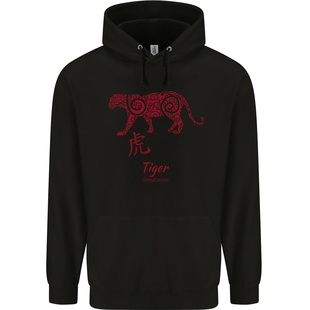 Chinese Zodiac Shengxiao Year of the Tiger Mens 80% Cotton Hoodie