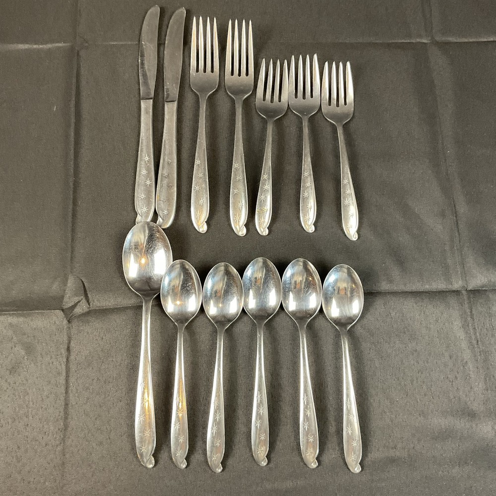 Dorzel Stainless Hull Imperial Star 13-Piece Flatware Set Japan MCM Replacement Cutlery