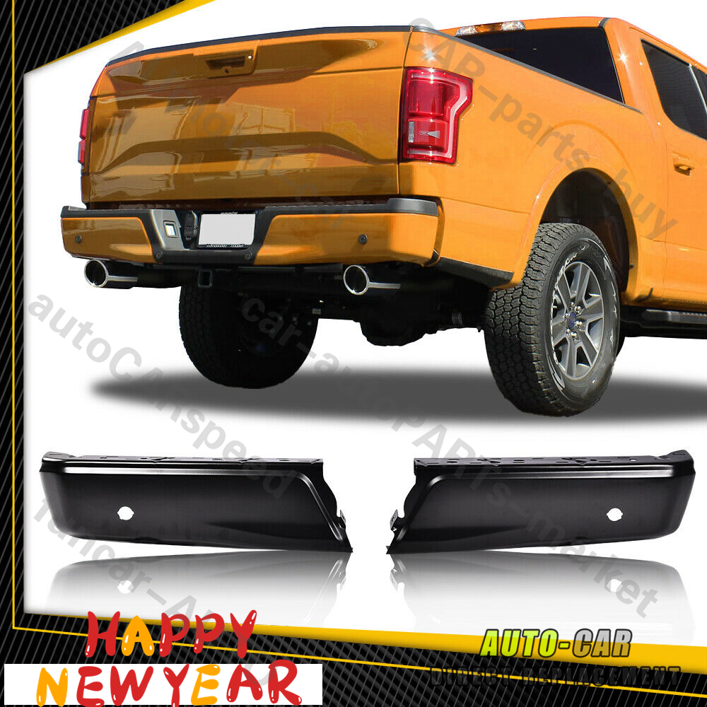 FOR 15-20 FORD F150 TRUCK PRIMERED STEEL 2PCS REAR BUMPER ENDS W/ SENSORS HOLE