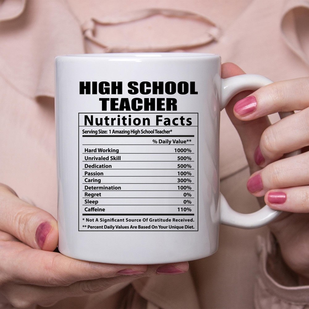 Funny High School Teacher Nutritional Facts White Coffee Mug