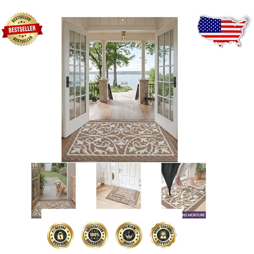 Stylish Floral Design Non-Slip Mat 31.5x47 - Washable & Stain Resistant