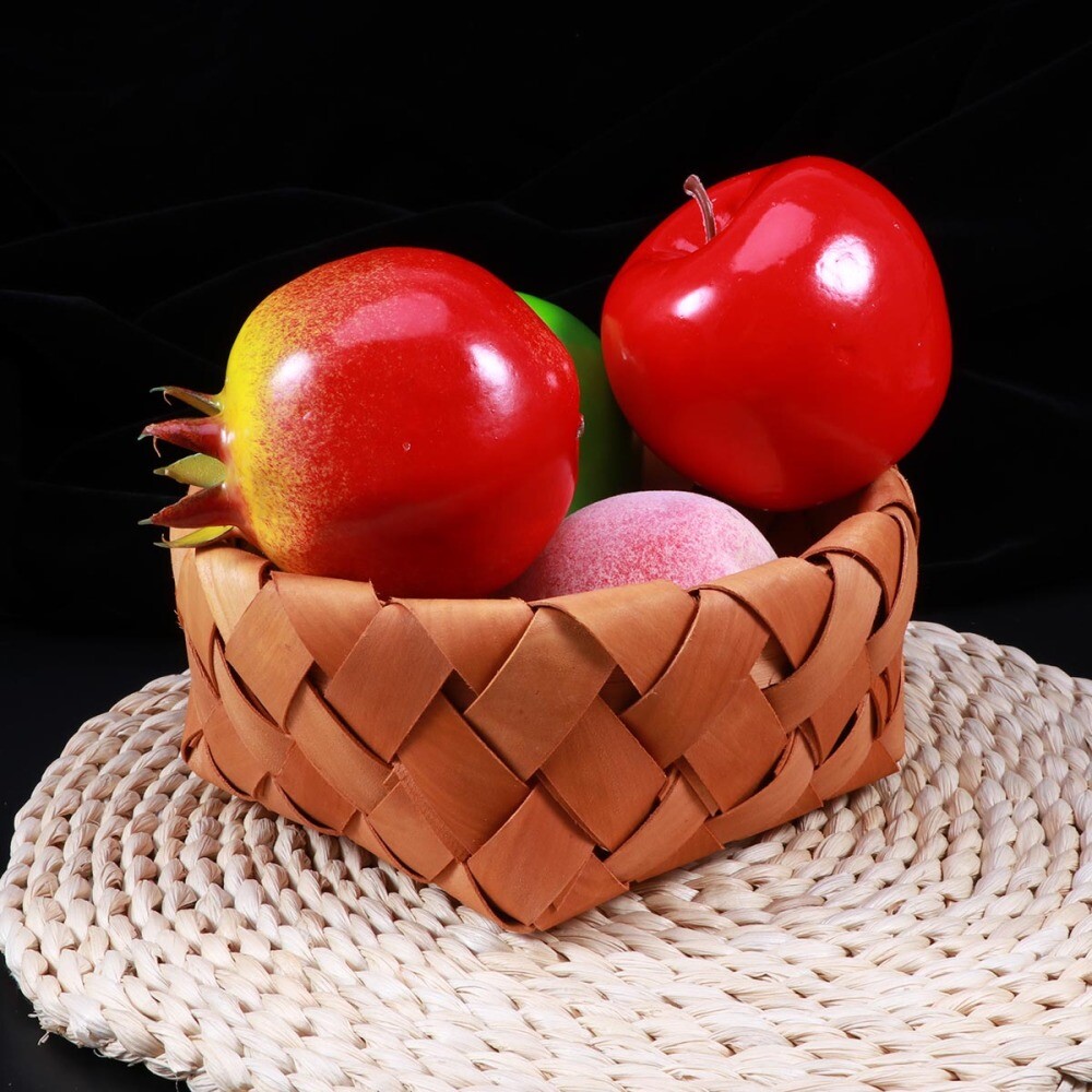Round Handwoven Wooden Storage Basket for Fruit Food Picnic Organizer Sundries