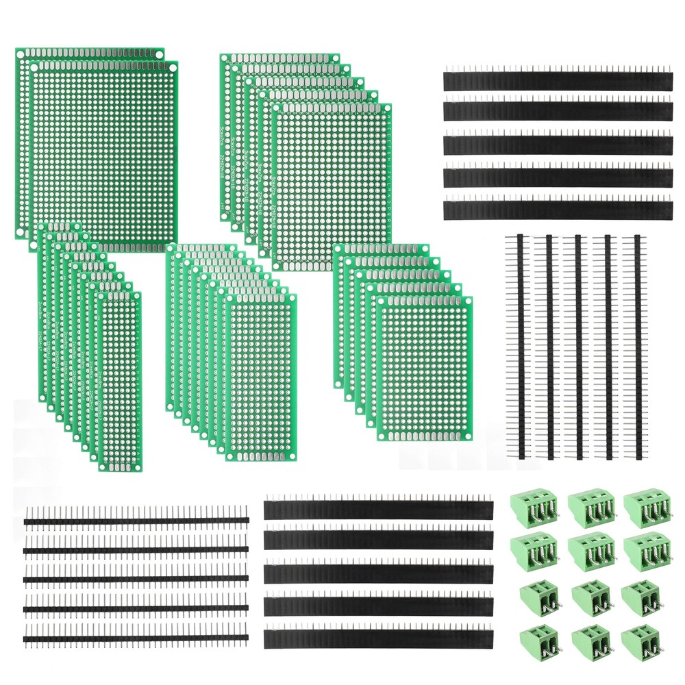 DEYUE 60 Pcs PCB Board Circuits Boards Kit | 28 Double-Sided Prototyping PCBs...