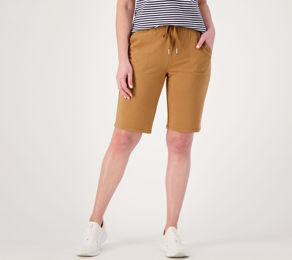 Sport Savvy Women's Plus Sz Shorts 3X French Terry Pull-On Bermuda Brown A487100