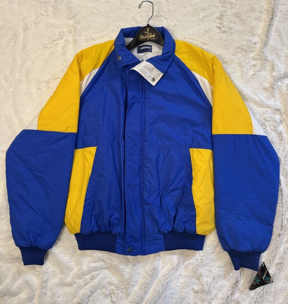 Vintage 80s Holloway Color Block Puffer Bomber Jacket Medium NWT Dupont Supplex