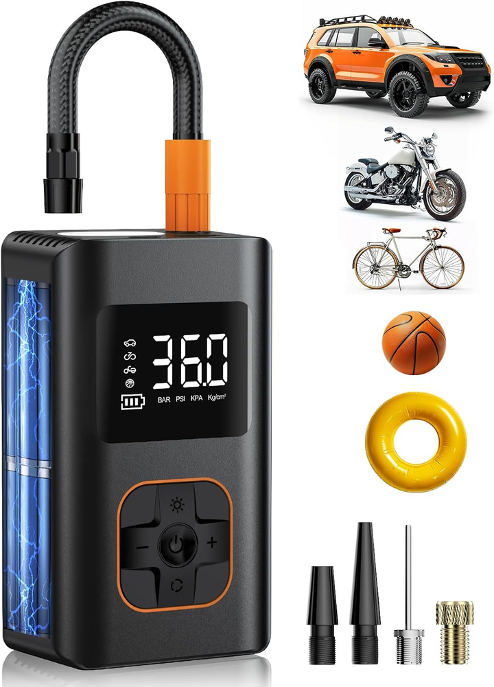 Tire Inflator Portable Air Compressor, 8000Mah Cordless Air Pump for Car Tires,