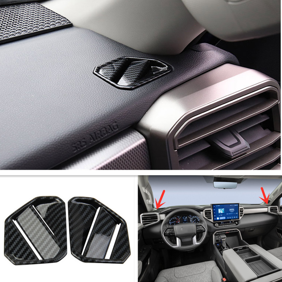 For Toyota Tundra 2022 2023 Car Dashboard Air Vent Cover Trim Carbon fiber 2pcs