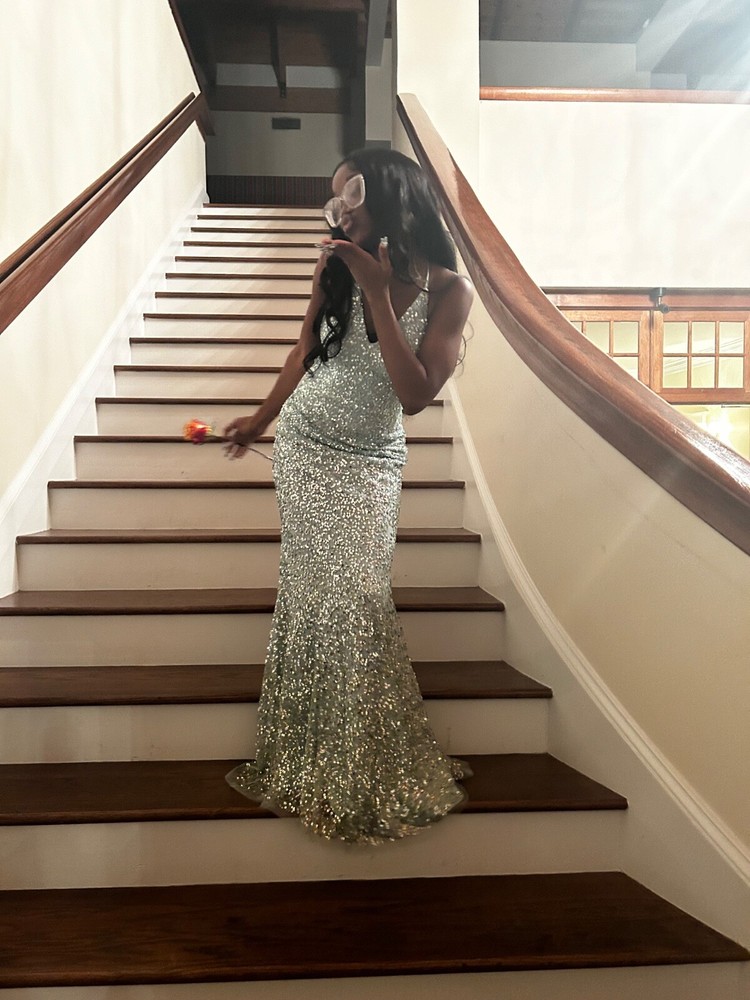 Mint Green Sequin Prom Dress