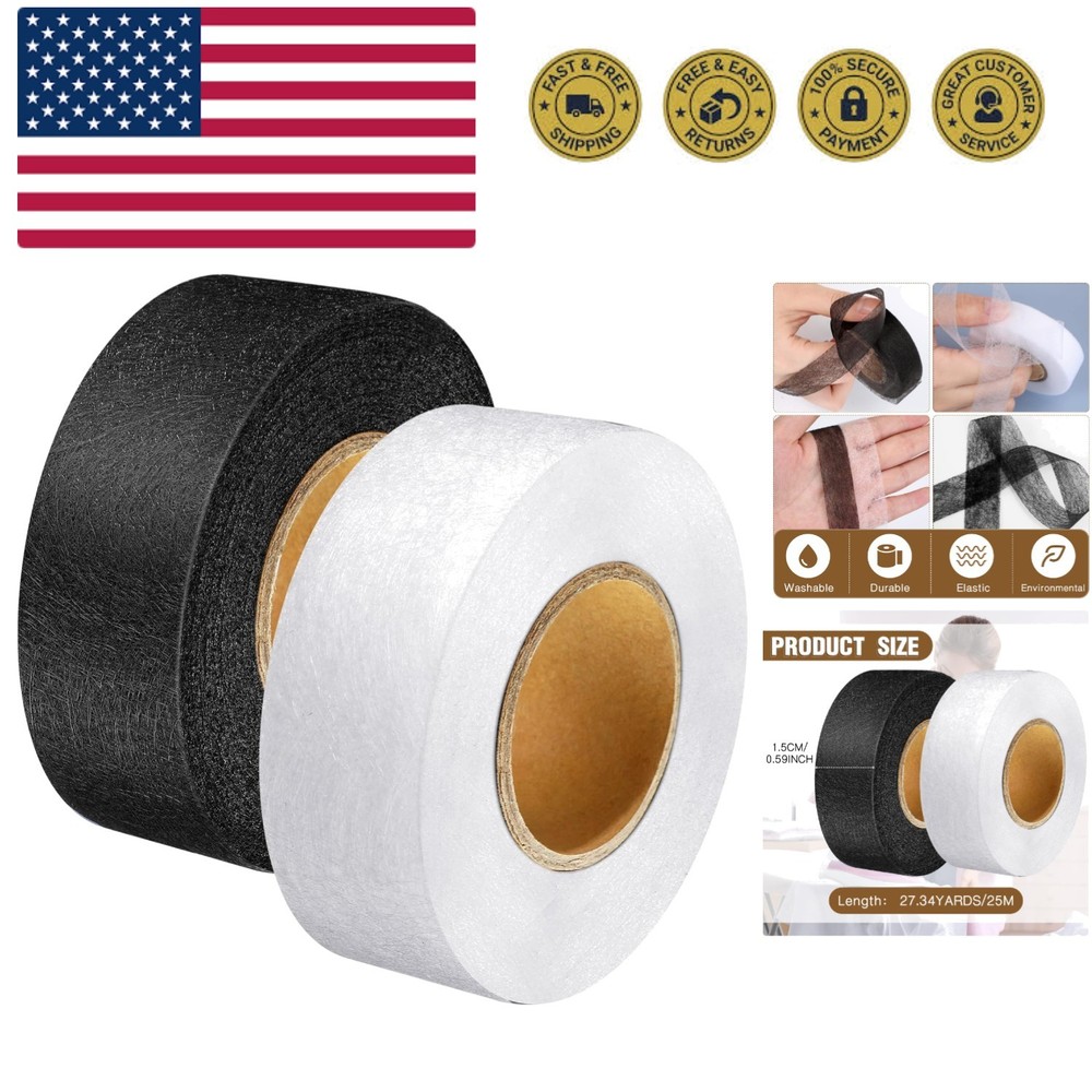 2 Rolls Hemming Tape Fabric Adhesive Hem Iron on No-Sew Hemming Tape for Pant...