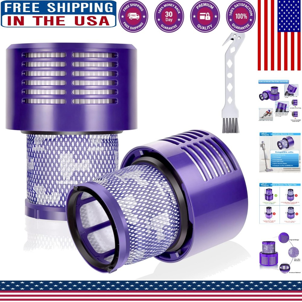Dyson V10 Filter Replacement 2-Pack with Brush – Easy Maintenance & Long-Lasting Performance