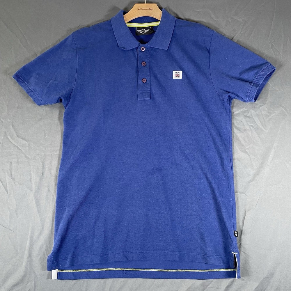 Mini Cooper Men's Large Blue Short Sleeve Polo Shirt Preppy Golf Cars Official