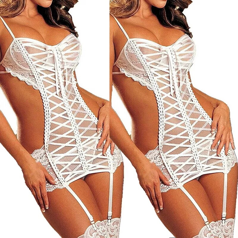 Sexy Lace Babydoll Nightwear with G-String for Women