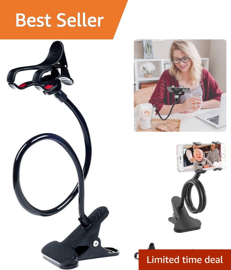 Universal Gooseneck Clip Clamp Phone Stand - Flexible Hands-Free Holder in Black