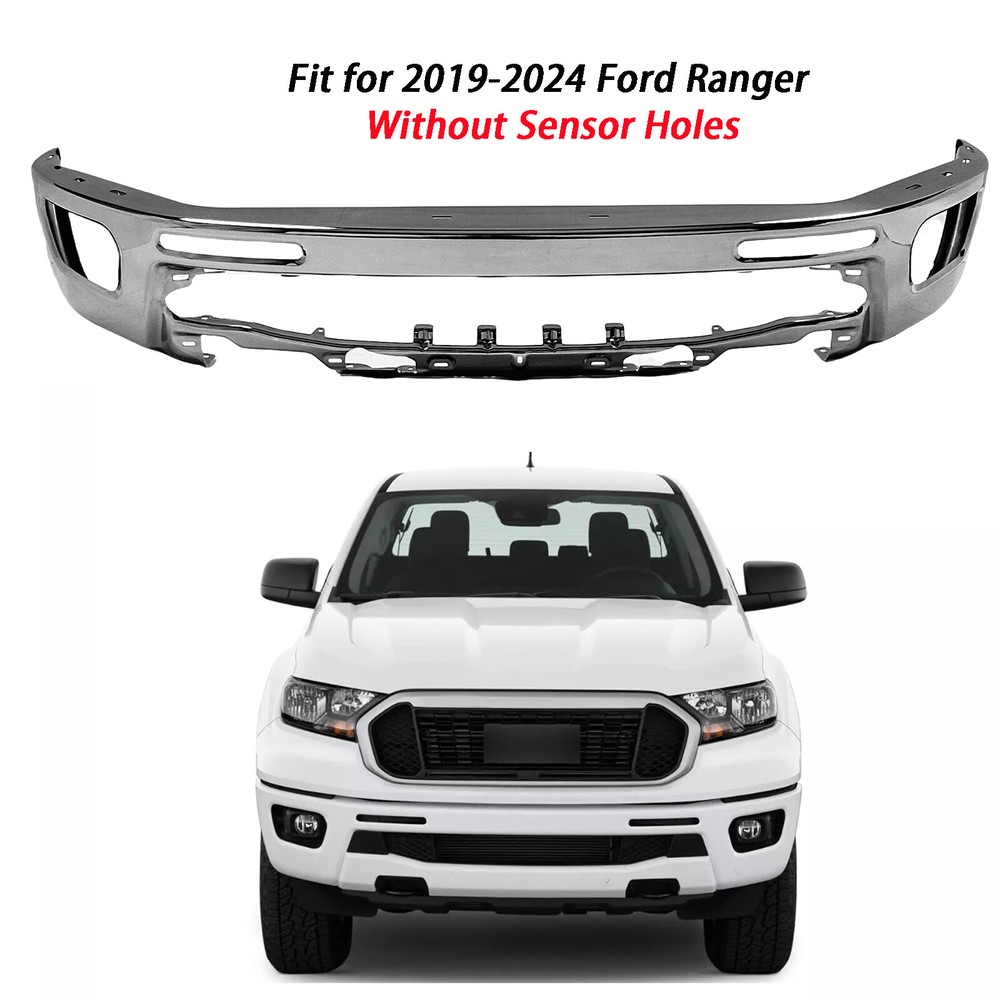 For 2019-2022 2023 Ford Ranger Chrome Front Bumper W/o Sensors Holes FO1002437