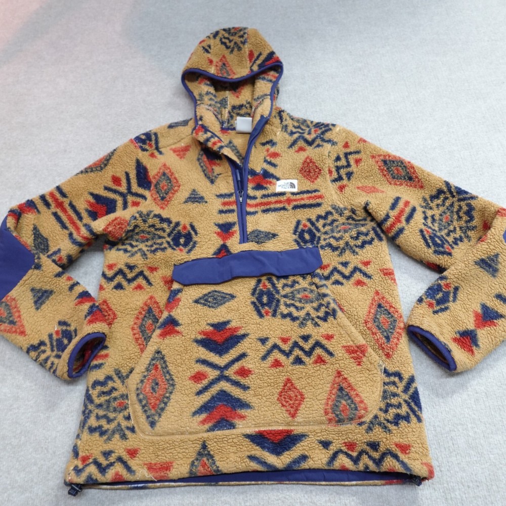 North Face Beige High Pile Anorak Jacket Small Southwestern Style