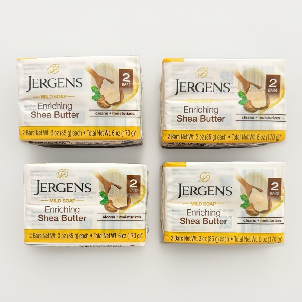 Jergens Mild Soap with Shea Butter 4 Pack 8 Bars 3oz Each