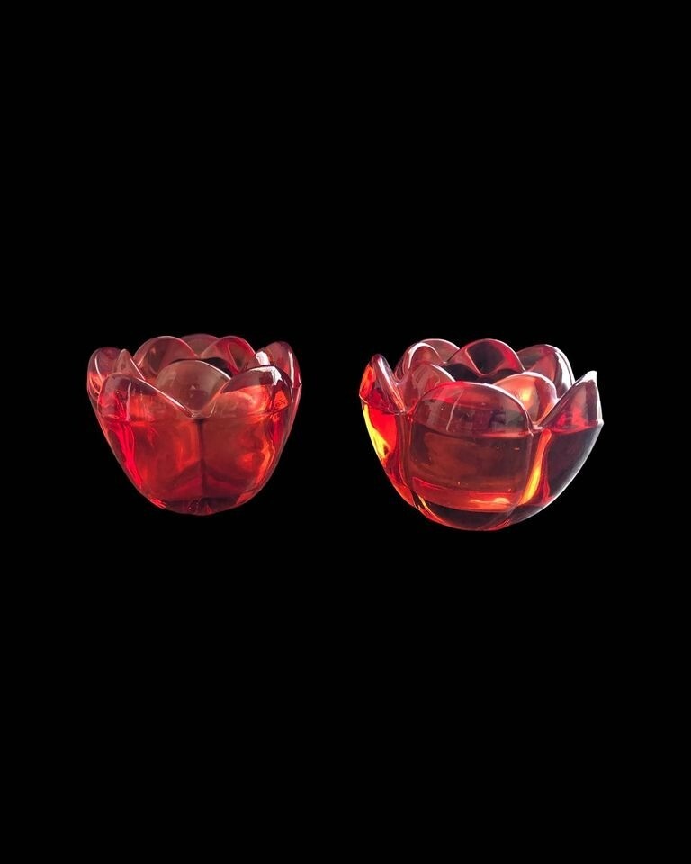 Elegant Red Rose Glass Tealight Candle Holders