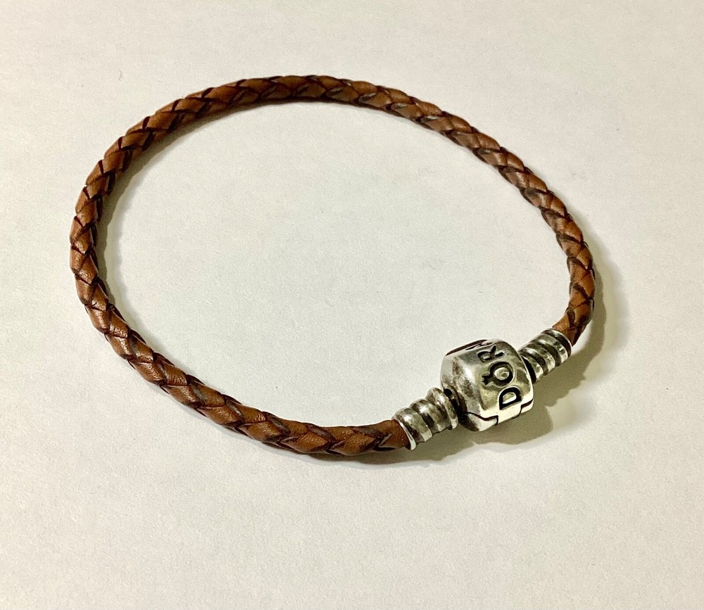Pandora brown leather rope charm bracelet 19cm valentine gift VGC