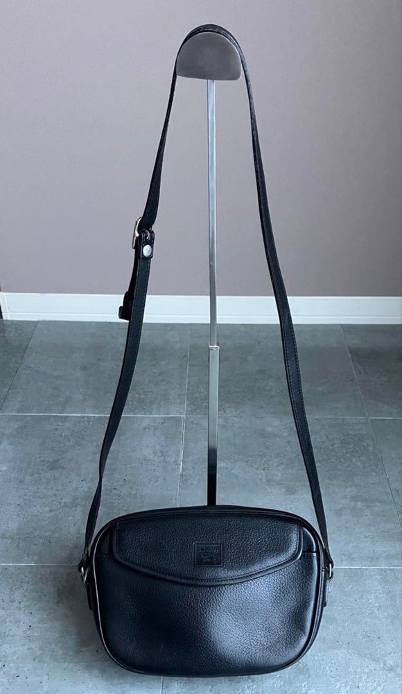 Burberry Shoulder Bag Nova Check Leather Black Authentic F1113573