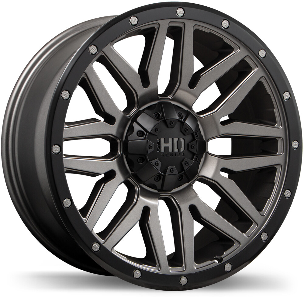 Fast HD Menace 18X9 Wheels 8X180 Bolt Pattern 15mm Offset Satin Gunmetal Black Trim