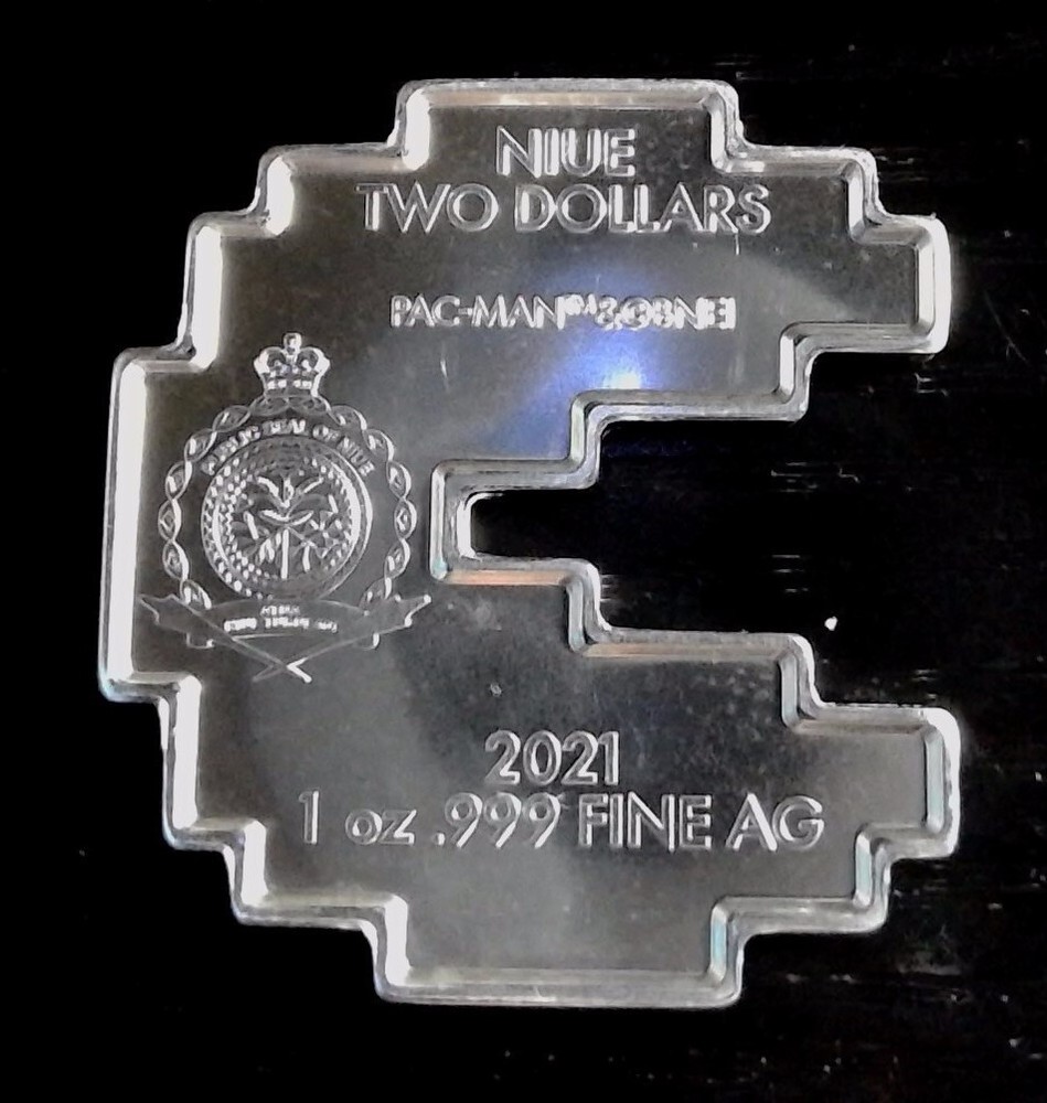 Niue 2021 1 oz. .999 Silver $2 Pac Man BU Coin Limited Edition of 25,000