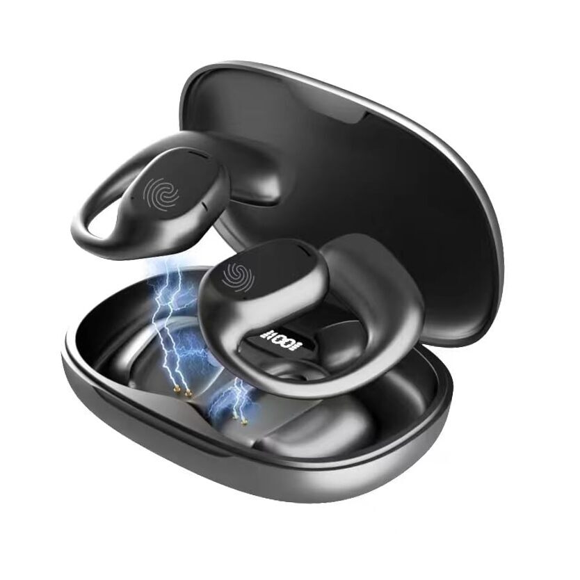 Open Ear Headphones Bluetooth V5.3 Wireless Earbuds with Earhooks with Black