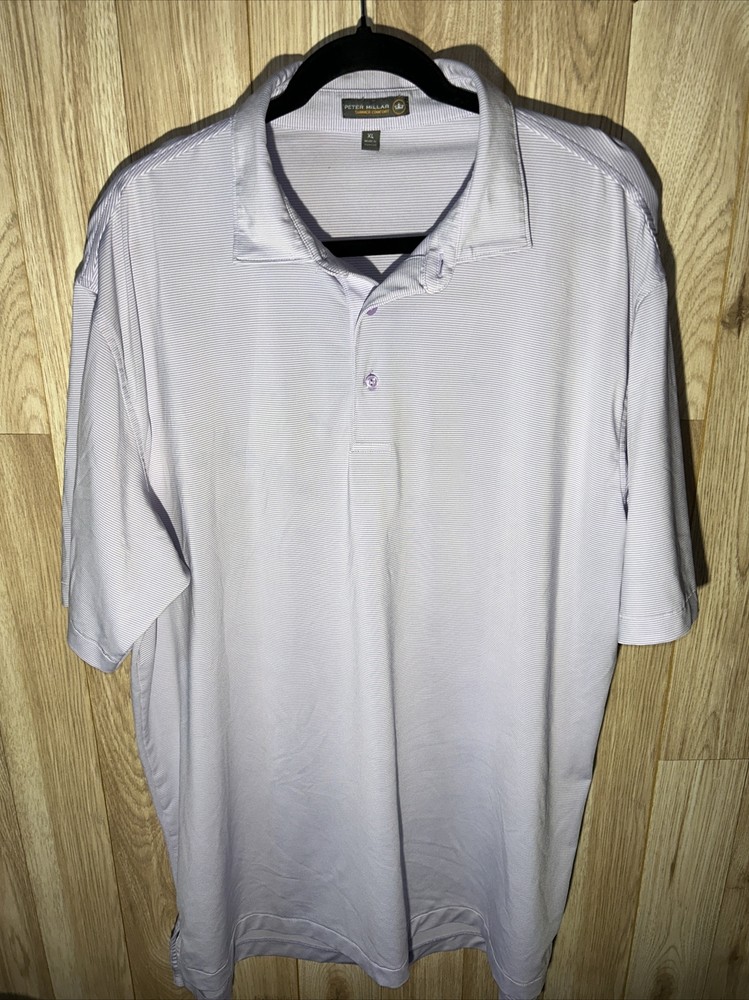 Peter Millar Summer Comfort Men’s XL Performance Stretch Purple Golf Polo Stripe