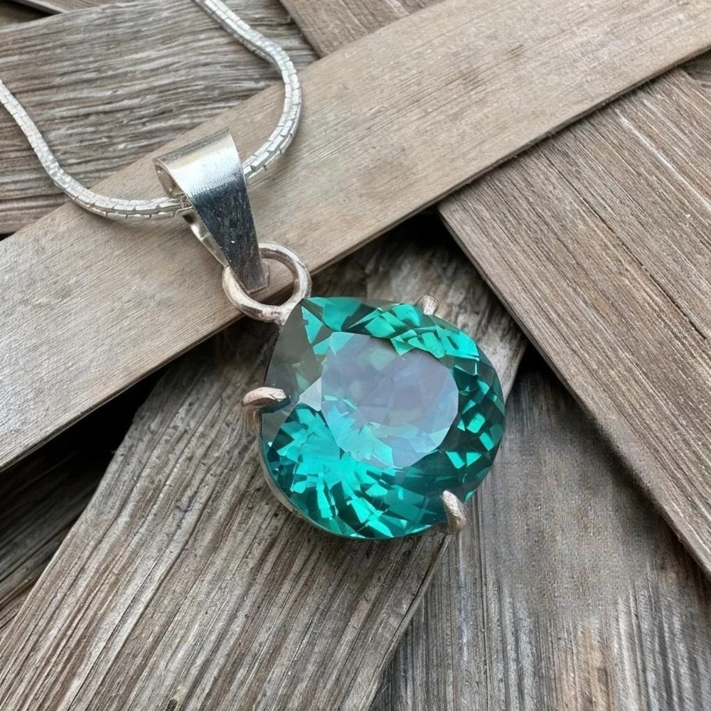 27 Ct Certified Natural Parti Sapphire Pendant in 925 Solid Silver