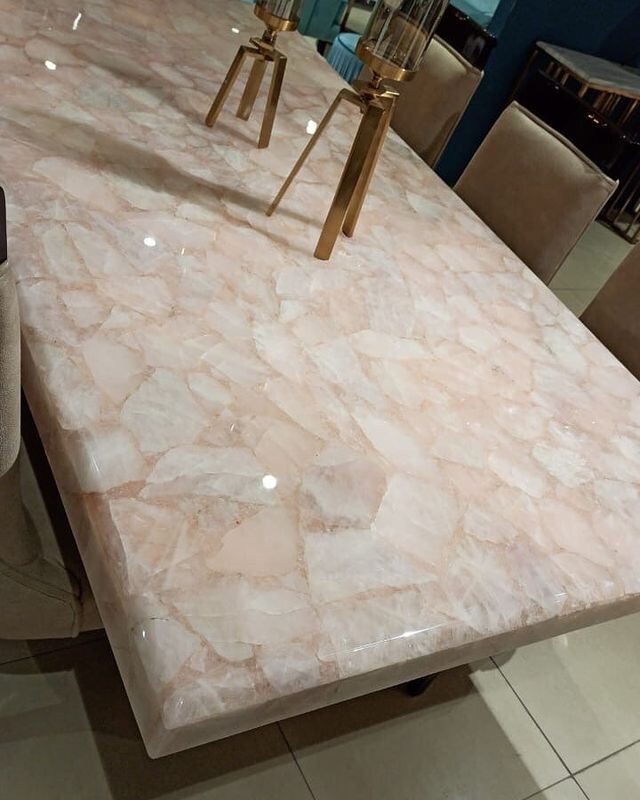 36x48 Rose Quartz Agate Dining Table Top for Home and Garden Decor