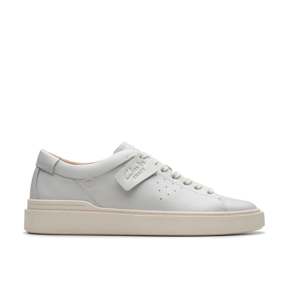 Clarks Craft Swift Mens White Leather Casual Sneakers 26176134