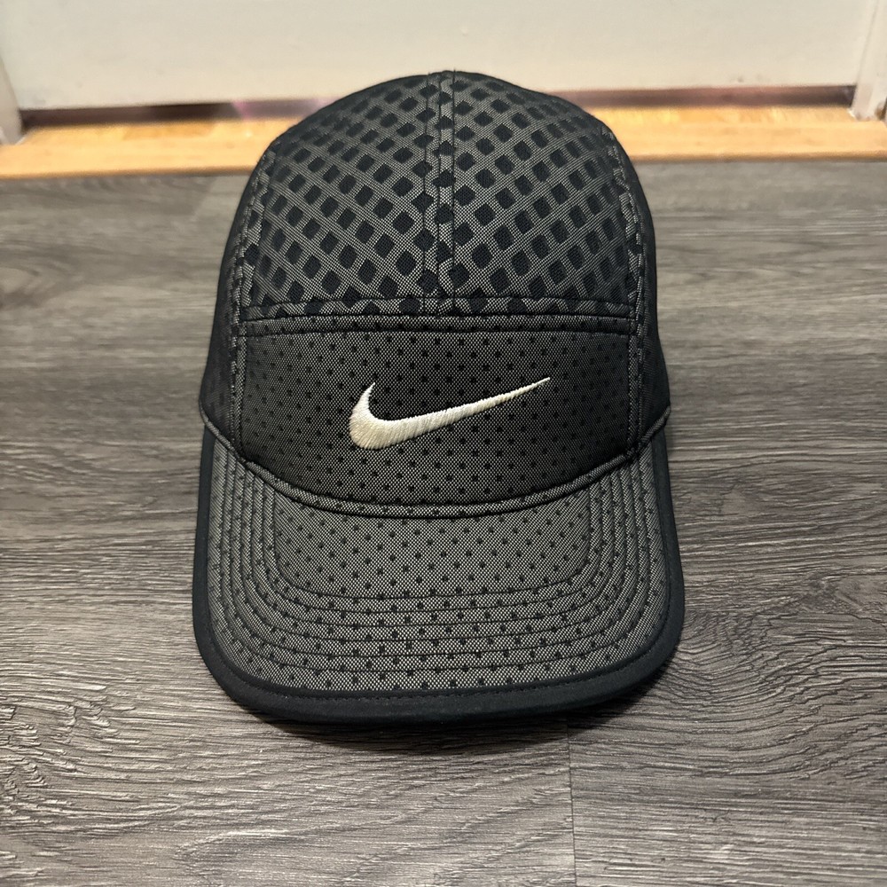 Nike AW84 Slate Black Structured Diamond Foam Mesh 5-panel Strapback Rare Hat