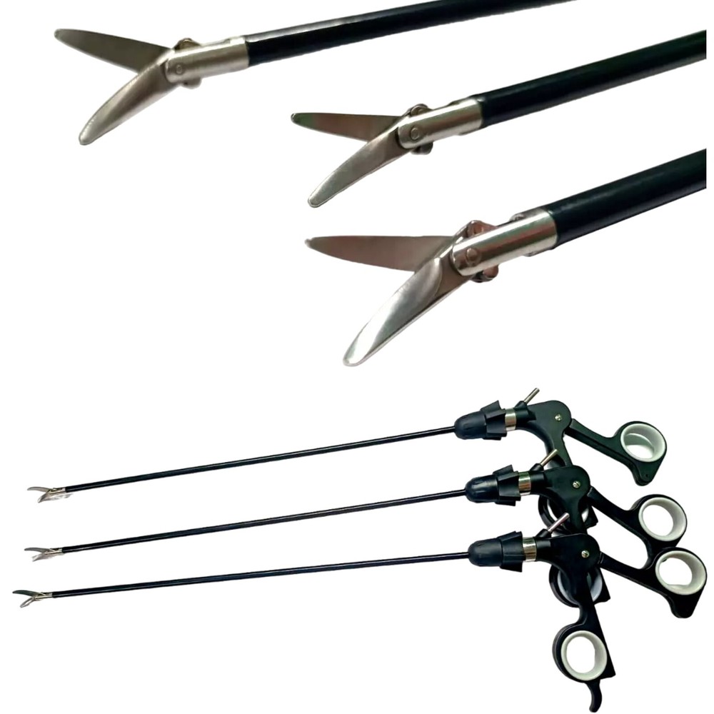 3Pc Curved Laparoscopic Scissors Set 5mm 330mm for Gynecology Surgery  