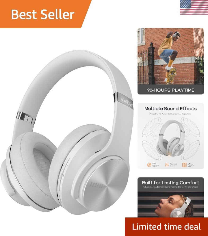 90-Hour Wireless Bluetooth Over-Ear Headphones with 3 EQ Modes