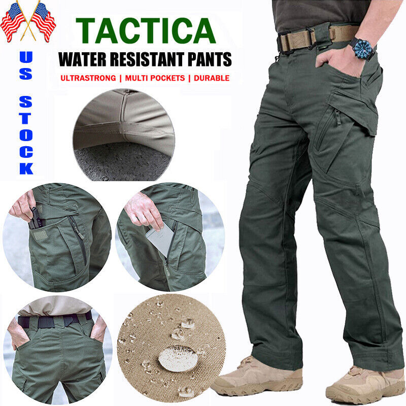 Men's Work Cargo Pants Tactical Combat Pants Outdoor Hiking Waterproof Trousers