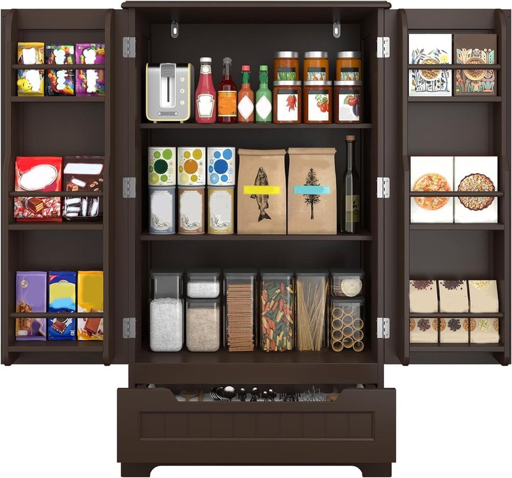 41-Inch Freestanding Kitchen Pantry Cabinet with Drawer for Bathroom Storage and Organization